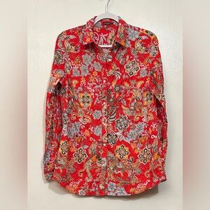 J. McLaughlin Long Sleeve Button Down Shirt, Size Medium, Red